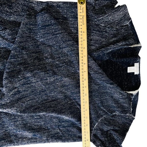 Chico's Cardigan Sweater Size 1 Blue & Silver Metallic Open Front Glittery Top - Picture 9 of 9